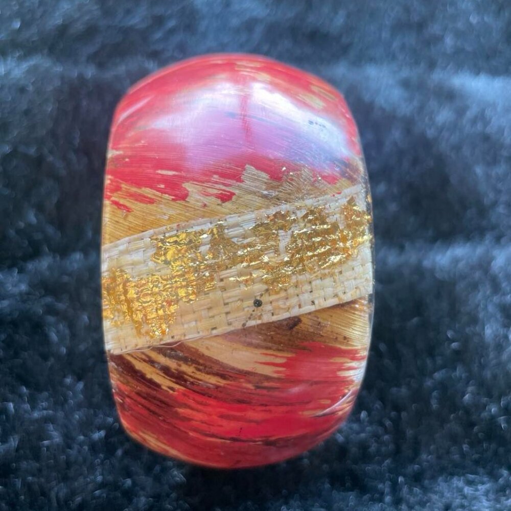 Chunky red & gold bangle bracelet